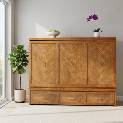 Grand lit escamotable avec station de charge intégrée et tiroir de rangement, commode lit simple escamotable avec tiroir, pliable, pour chambre à coucher, bureau (matelas non inclus)