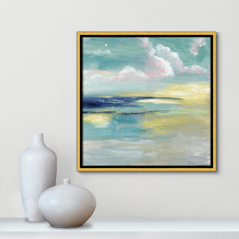 «Bertie Ocean View» par Tava Studios - reproduction d'art, Toile avec cadre doré, H 17,5 po x l 17,5 po x P 2 po