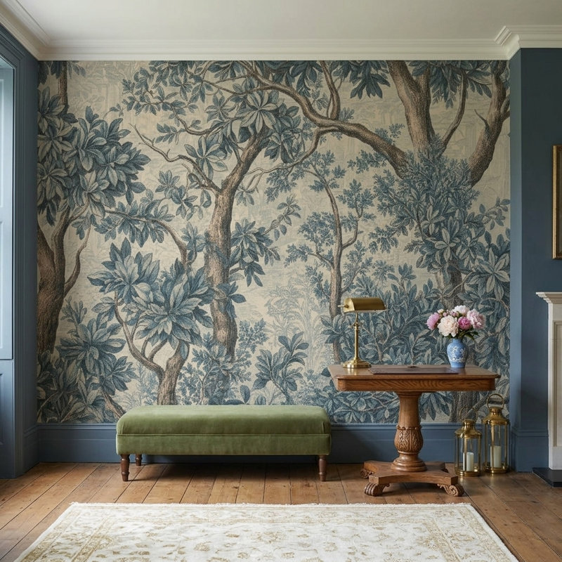 Papier peint Toile Botanical Forest, 120 po x 96 po, Texturé non collé