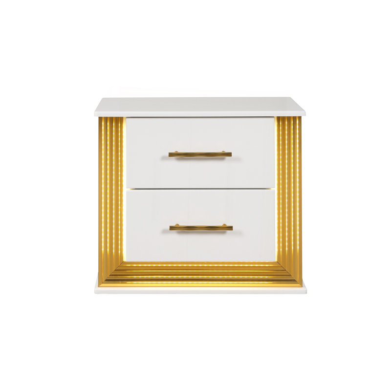 Contemporary Style 5PC King Bedroom Set Made With Wood & Gold Finish