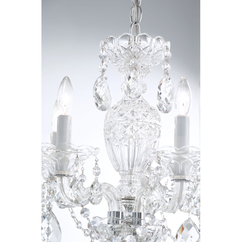 Sterling 5 - Light Glass Chandelier, Strass Clear, Polished Silver