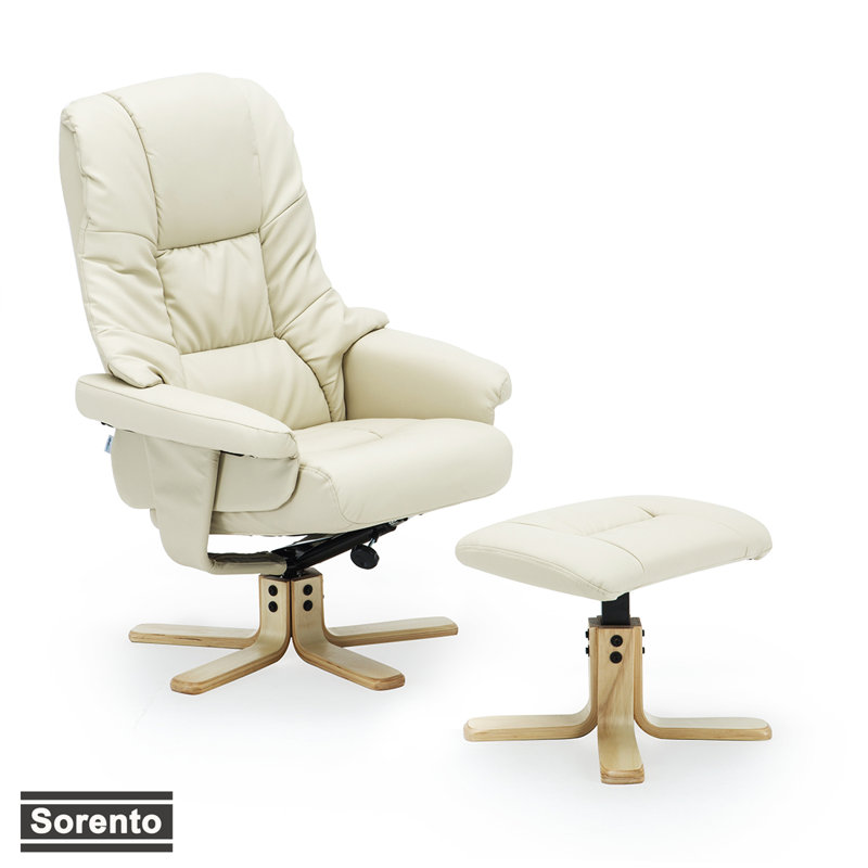 Hintz 77cm Wide Swivel Ergonomic Recliner, Cream