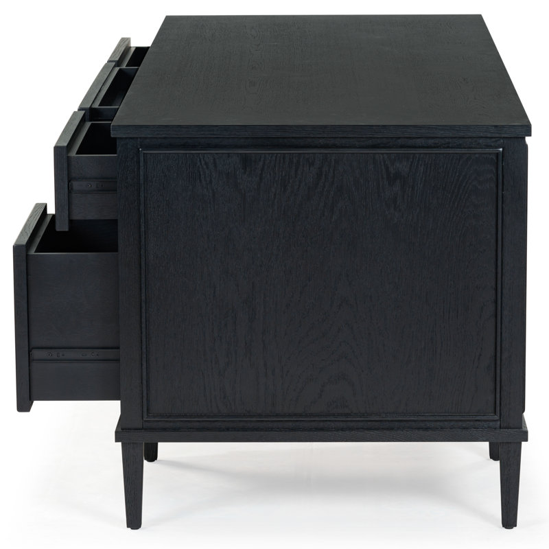 Ariella 5 Drawer Wood Desk, Black