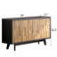 Armoire en bois texturée à 4 portes géométriques - idéale pour l'organisation à la maison