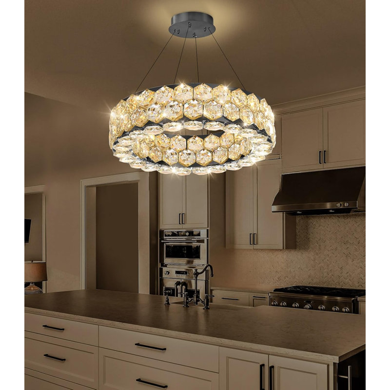 Lustre en cristal Modern, Noir mat