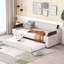 Lit de jour simple rembourré avec accoudoirs de rangement, gigogne et design USB, beige