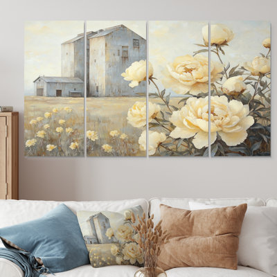 Ferme pivoines par le grain ilo I - art pivoines - ensemble de décorations murales traditionnelles