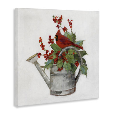 Art mural sur toile Cardinal & Watering Can par Sally Swatland