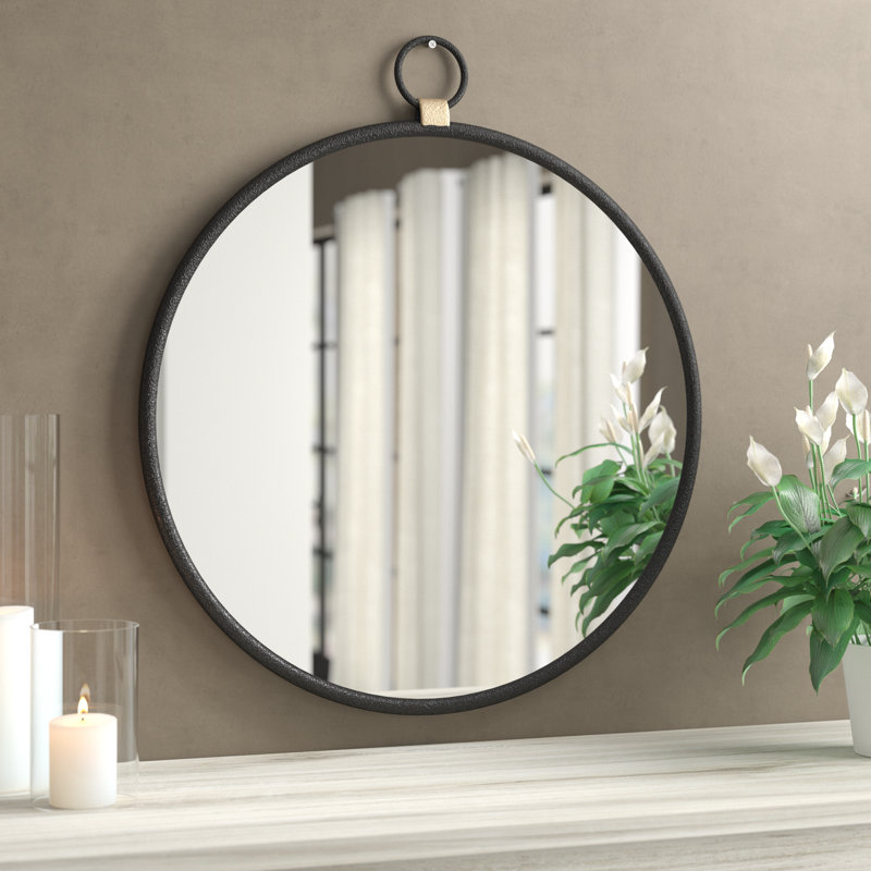 Aahil Metal Flat Wall Mirror, Black