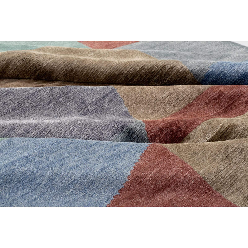 Delmonico Silk Abstract Area Rug in Blue/Brown/Natural/Purple, Rectangle 2' x 3'