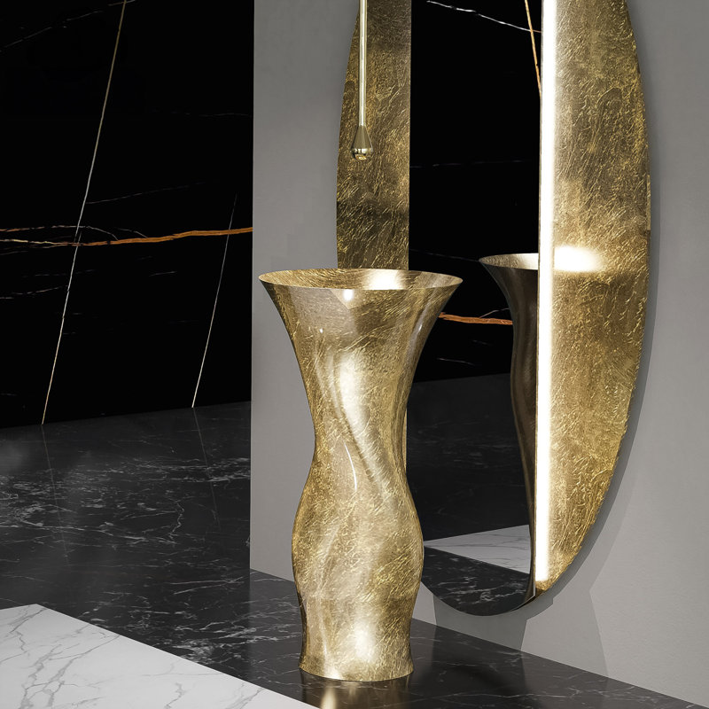 Delfo 17.7'' L Bathroom Sink, Gold Leaf