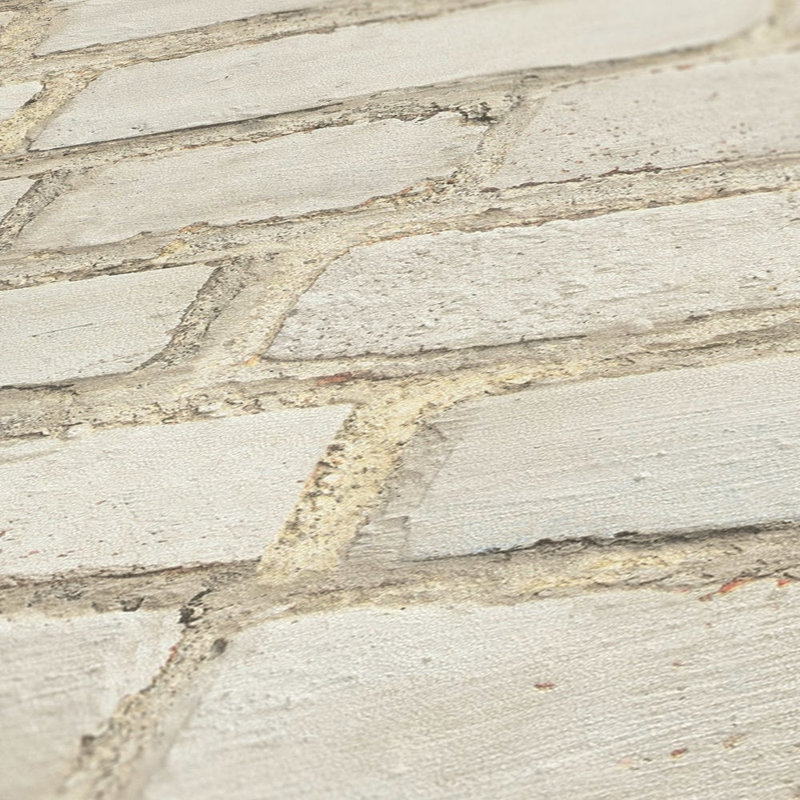 Bricks and More Collection Coastal Brick Effect Wallpaper Roll, Beige