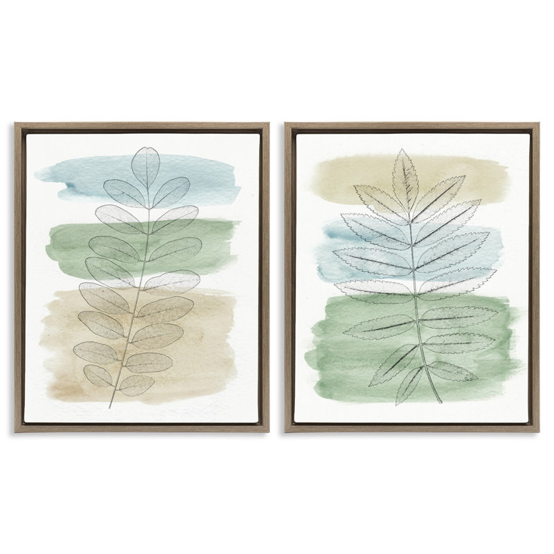 «Neutral Spring Forest Branches», ensemble de 2 toiles flottantes encadrées par Alonzo Saunders, H 31 po x l 25 po