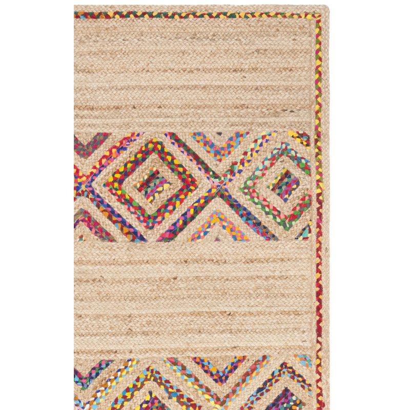 Tapis géométrique en jute / coton tissé à la main Bynum, Rectangulaire 8 pi x 10 pi