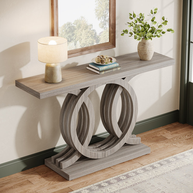 Console en bois 55 po pour vestibule, vestibule, Gris / Gris