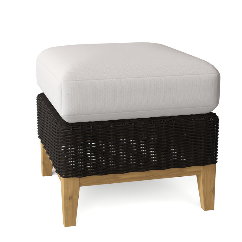 Frances Outdoor Teak Ottoman, Ash, Frances Black