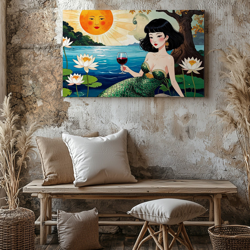 Toile, art mural Lily Pond Mermaid, H 20 po x l 30 po