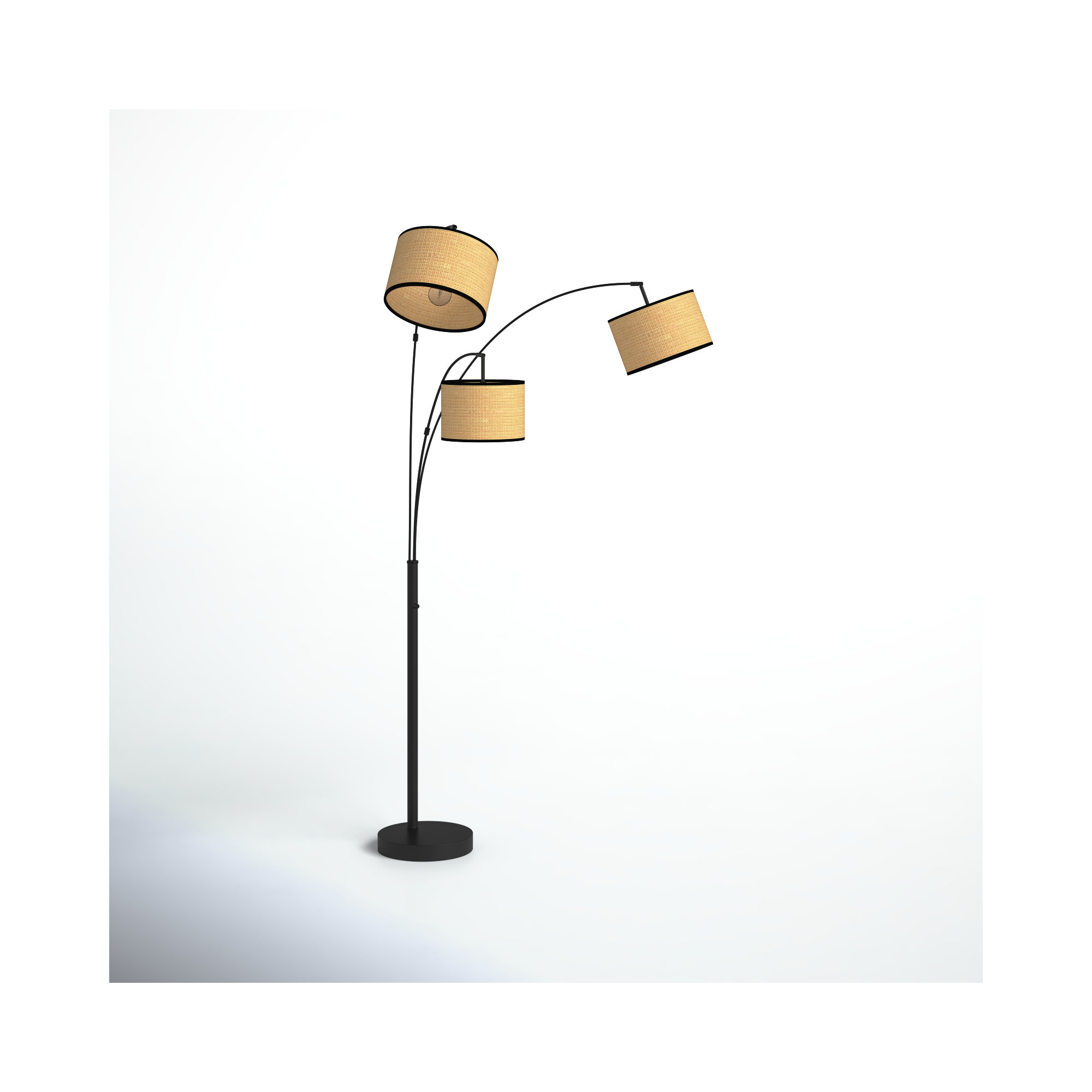 Felice 74'' Floor Lamp, Black, Natural/Black