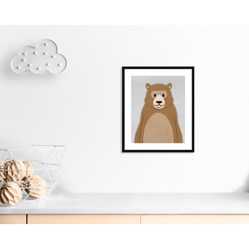 Adhésif décoratif Cheery Bear, 24.5" H x 20.5" W x 1.18" D, Encadré de boîte noir