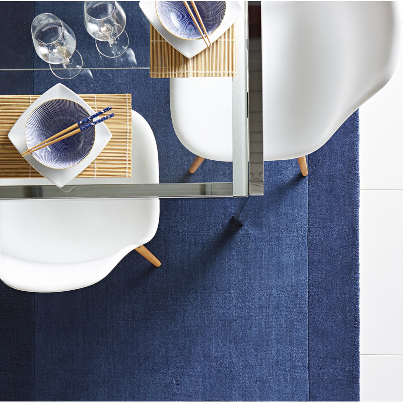 Robblee Handwoven Wool Borders Navy Rug, Rectangle 120 x 170cm