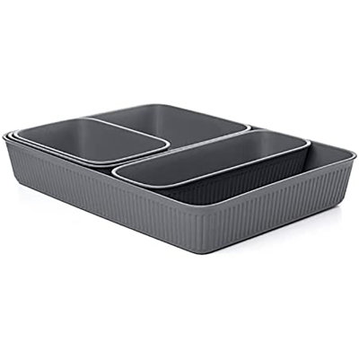 Ribbed 2" H x 13" W x 9.5" D Organizer Set