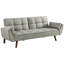 Lit Mid-Century gris avec revêtement doux et pieds en finition noyer pour un accoudoir encastré en tissu de conception classique