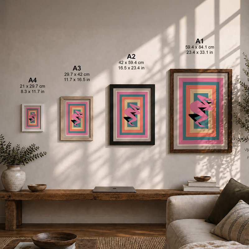 Nested Frames Geometric - Framed Print, A4 - 29.7 x 21.0 cm, Unframed