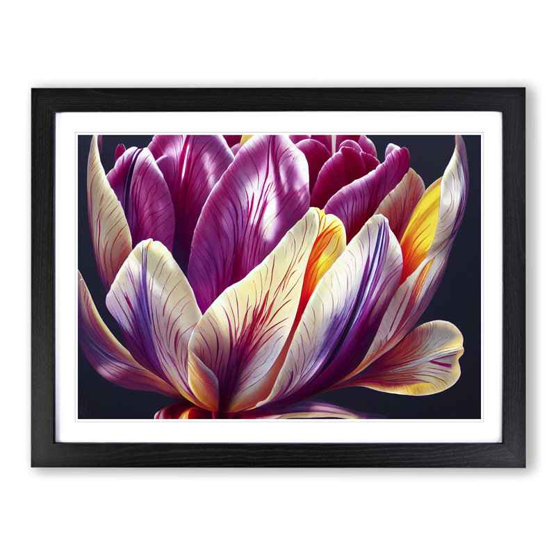 Beaming Flower - Single Picture Frame Print, Black