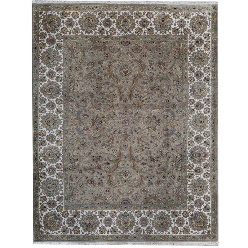 Tapis ivoire et chameau de haute qualité noué à la main Trinity