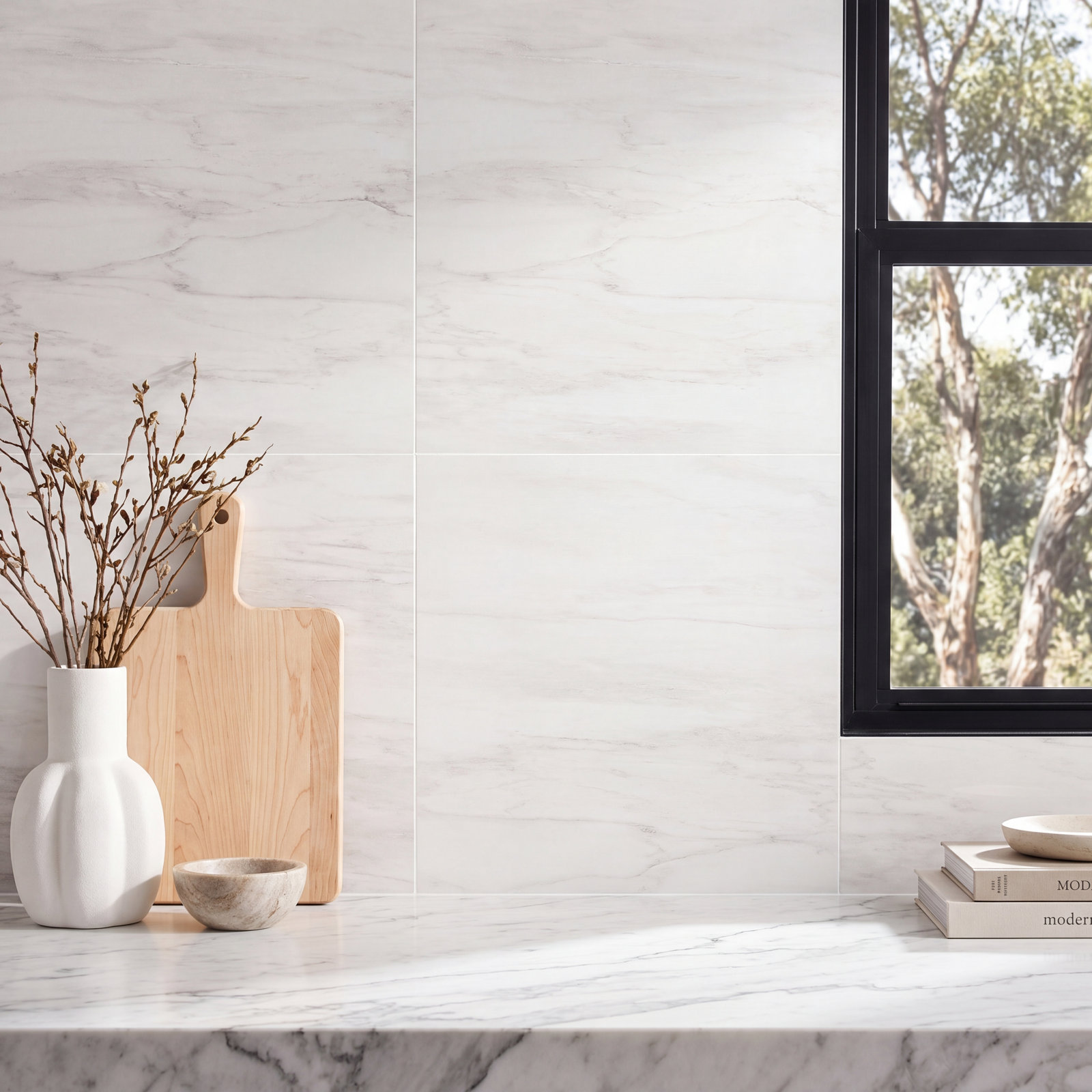 Large Format 24" x 24" Porcelain Tile, Dolomite Snow