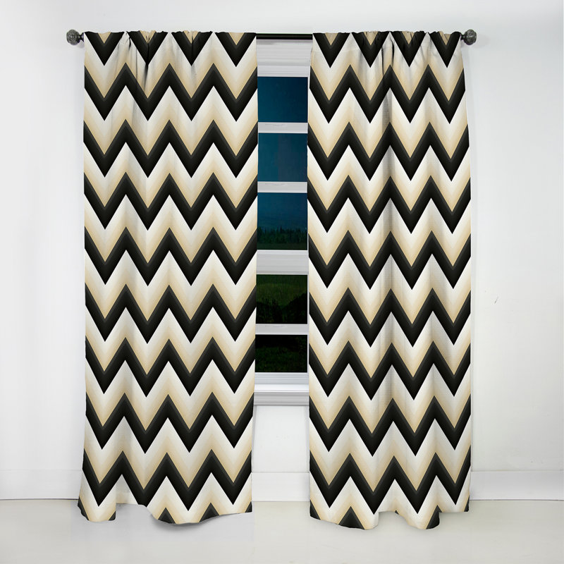 Monochromatique Chevron Motion I - Rideau à chevrons - Rideau occultant à chevrons - 1 panneau, L 52 po x L 95 po