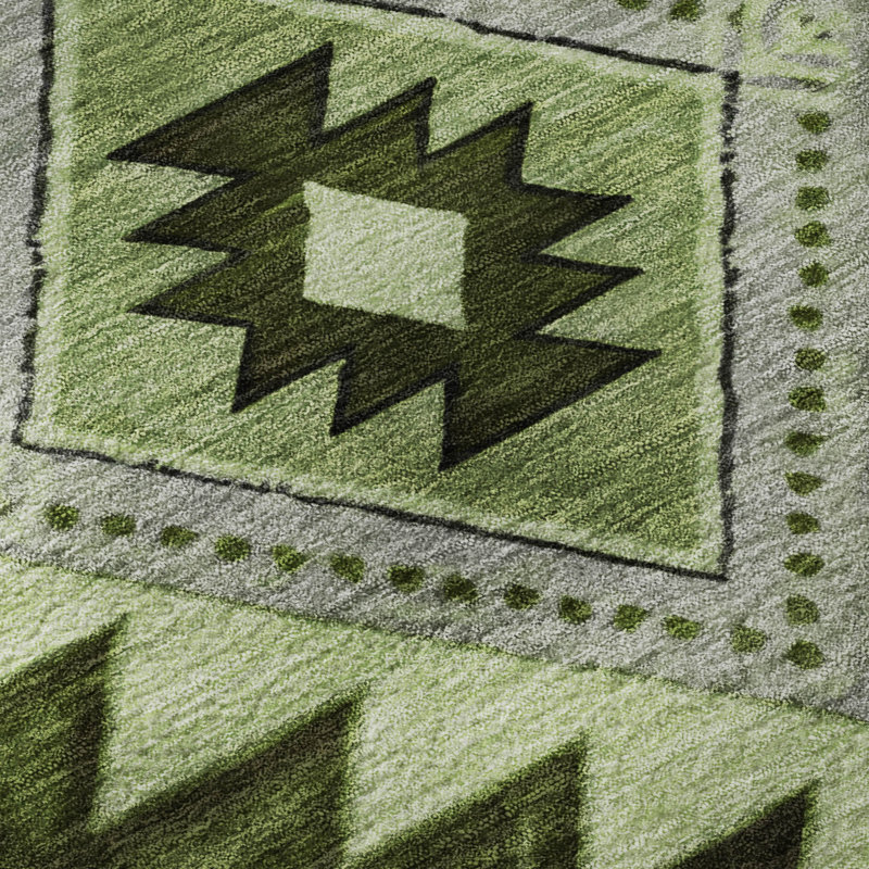 Tapis tribal de qualité supérieure lavable à la machine AMF1754, Rectangulaire 8 pi x 10 pi