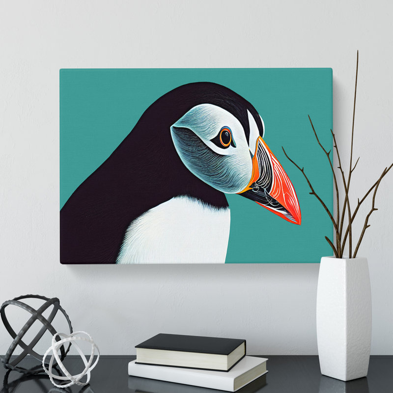 Flourishing Puffin Bird - Wrapped Canvas