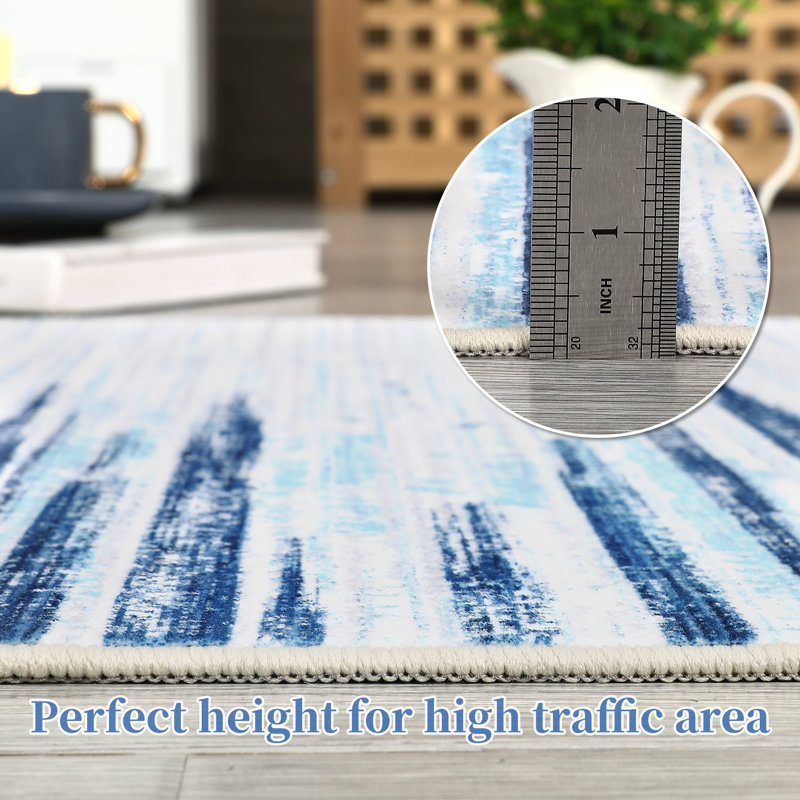Tapis de sol transitionnel doux et antidérapant avec lignes striées, Rectangle 9 pi x 12 pi