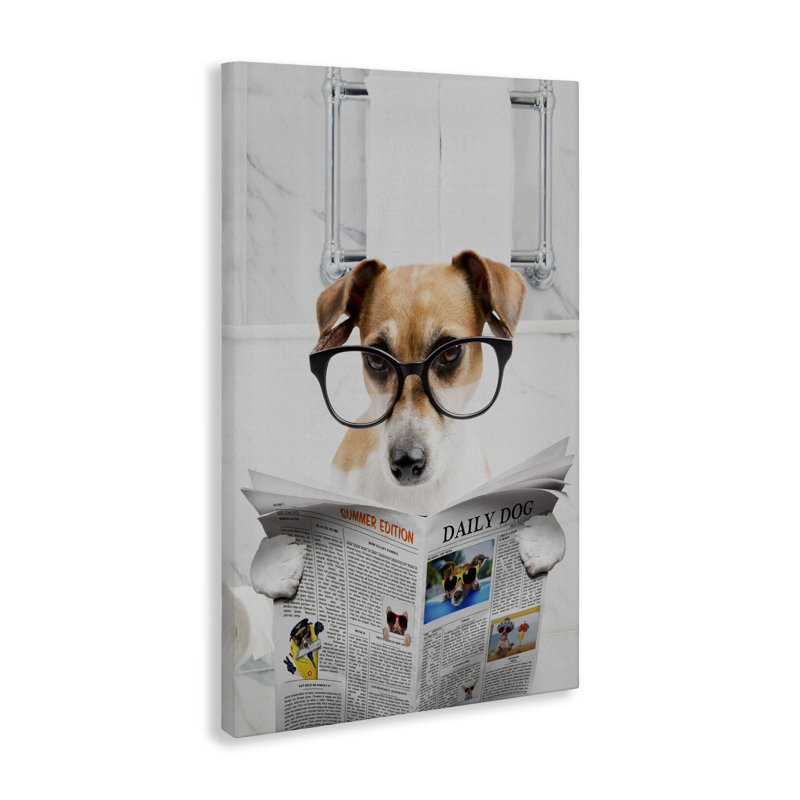 Hound Concentration Bath Humor Canvas, design by Jesse Keith, 24" H x 16" W