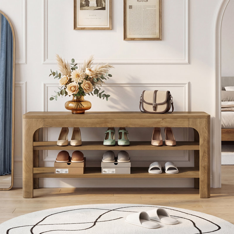 47.24" Entryway Shoe Bench with 2-Tier Storages for Hallway