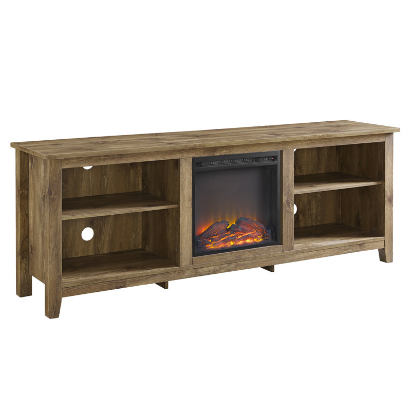 Kneeland 70" Open Storage TV Stand with Electric Fireplace, Barnwood