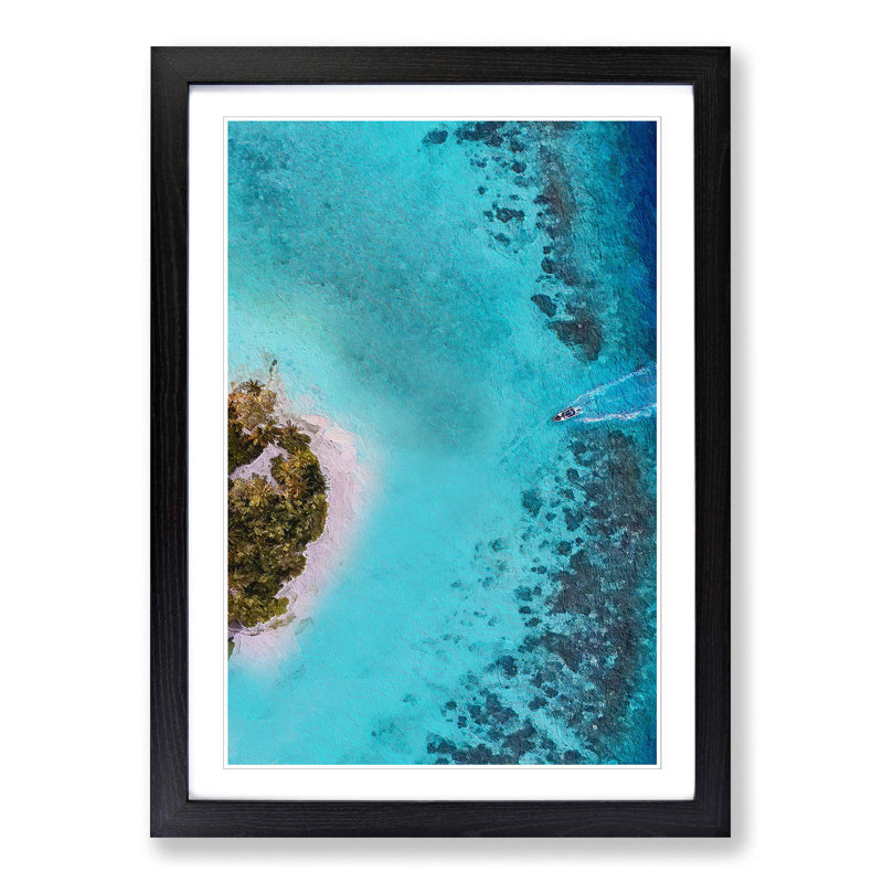 Alifu Alifu Atoll in the Maldives 1 Piece Single Picture Frame Wall Art, 63cm H x 45cm W x 2cm D, Black Framed