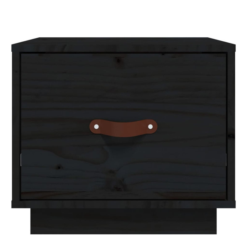 40 cm W Solid Wood Bedside Table, Black, Individual