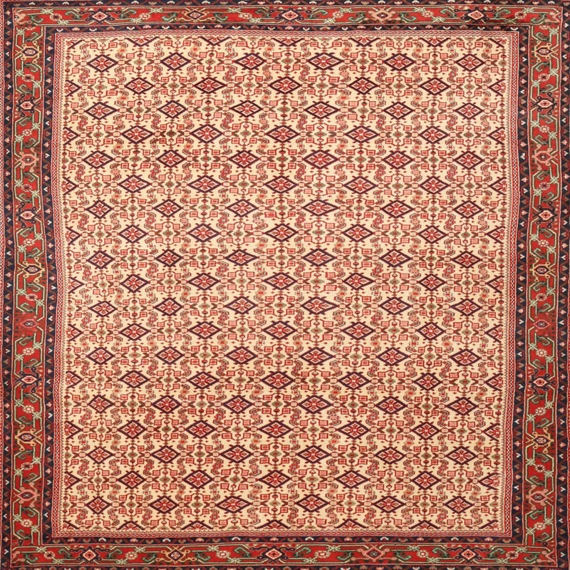 Tapis traditionnel rouge / beige Artem, Carré 7 pi