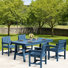 Ensemble de salle à manger d'extérieur en HDPE, ensemble de table de patio et fauteuil 5 pièces avec trou pour parasol - résistant aux intempéries