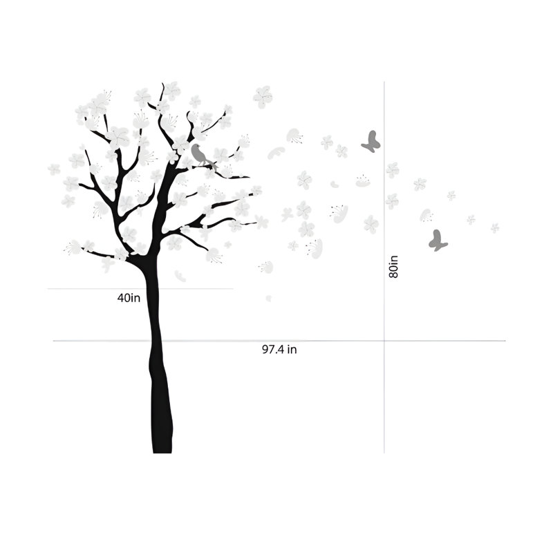 Plants & Flowers Non-Wall Damaging Wall Decal, Scheme A