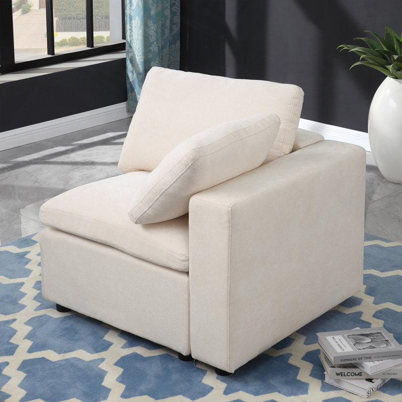Ensemble de canapé modulaire modulaire, fauteuil faisant face à droite, chenille, beige, Beige