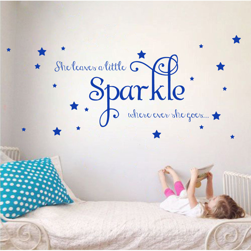 Décalcomanie murale sparkle, H 26 po x l 65 po x P 0,01 po, Bleu foncé