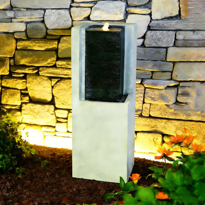 Weather Resistant Sculptural Fountain with Lights