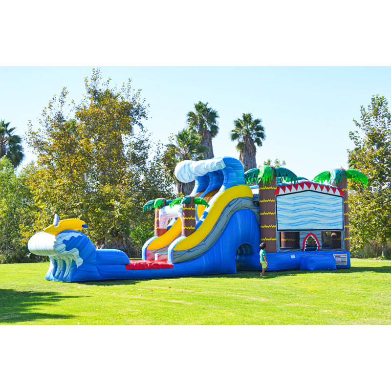 Toboggan gonflable avec piscine pour enfants JumpOrange Shark