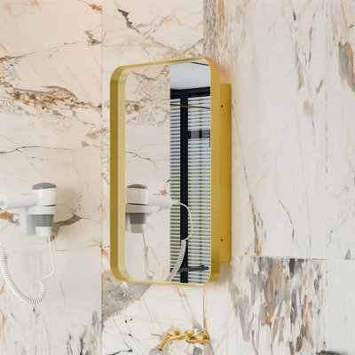 Functional Recessed Metal Framed Medicine Cabinet with Mirror and Adjustable Shelves, Ideal for Bathroom Organization and Aesthetic Enhancement