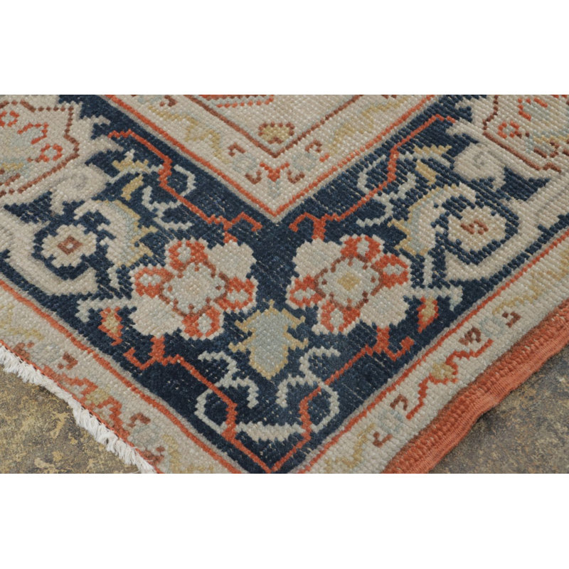Antique Afghani Heriz Medallion Rug In Orange And Blue Tones - Rug & Kilim