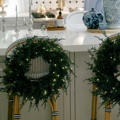 24 in. Pre-Lit LED Wreath - Cedar