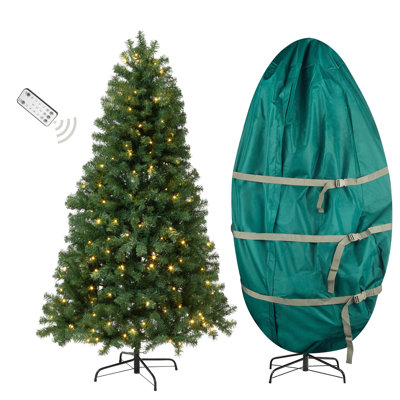 Arbre de Noël 6 pi avec sac de rangement vertical - arbre de Noël artificiel en épinette avec 250 lumières DEL, 798 pointes de branches réalistes et support - décorations de Noël 3 pièces faciles à assembler 
